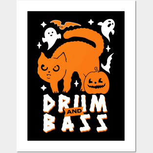 DRUM AND BASS  - Halloween Steez (White/Orange) Posters and Art